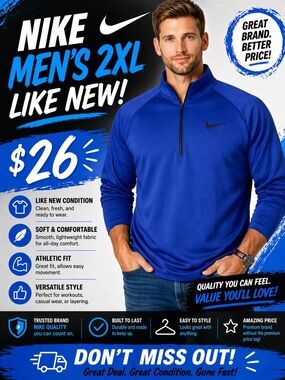 Nike Men’s Royal Blue Quarter-Zip Performance Jacket